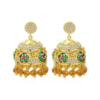 

LUOTEEMI Zirconia Tassel New Designs Gold Jhumka Earring New Design Gold Jhumka Earrings