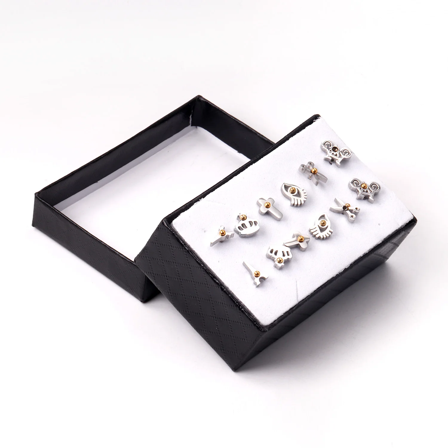 

Female Earrings Steel Silver Color Stainless Steel Jewelry Fancy Stud Earrings Box