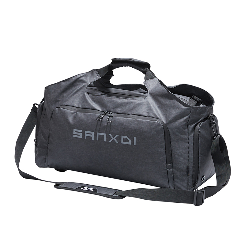 

Large Capacity Travel Bag Waterproof Sport Gym Travel Duffel Bag With Shoe Compartment, Black, grey
