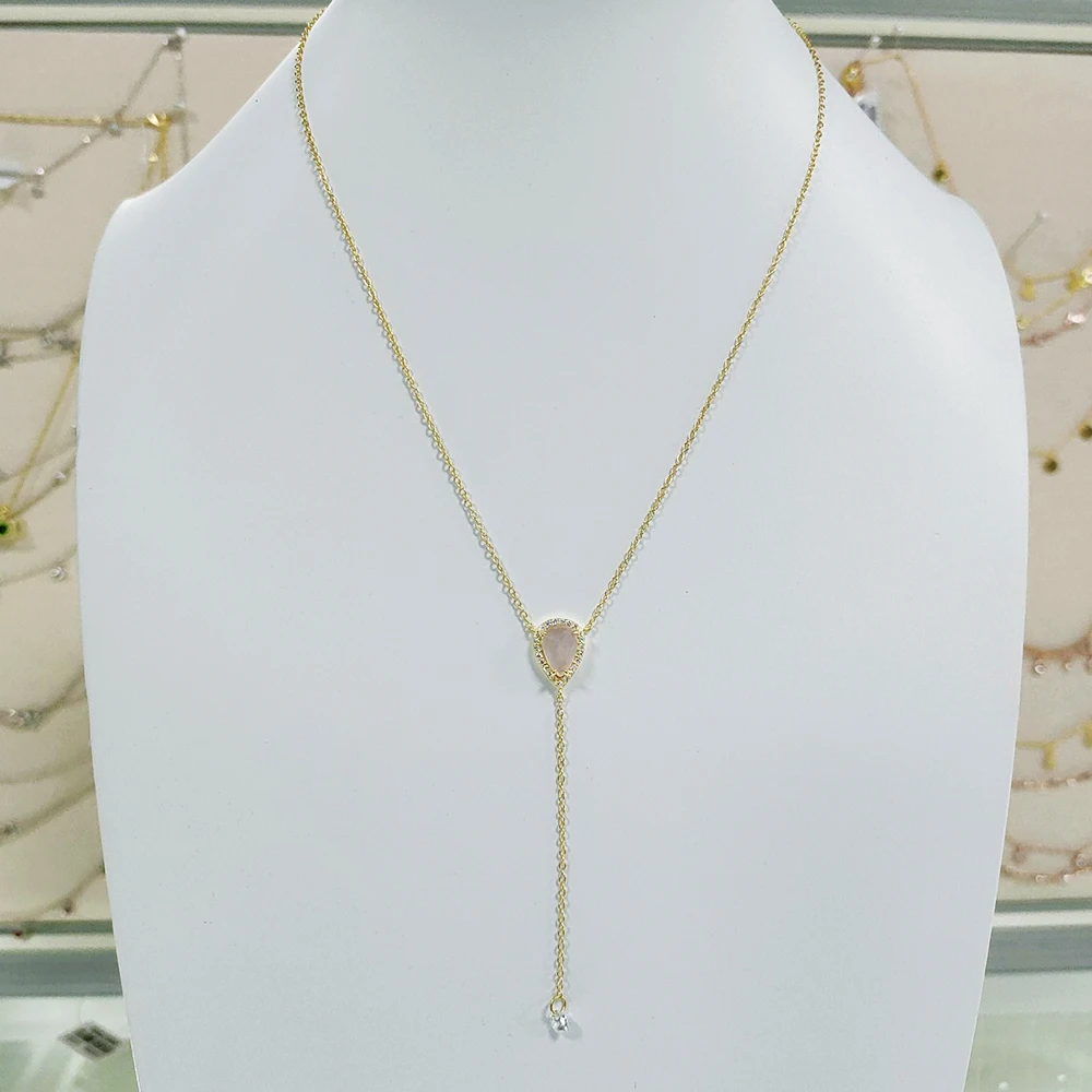 KN1130  Peishang Fashion Y Style Zircon Necklace Sterling Silver 925 Jewelry for Women Custom Wholesale