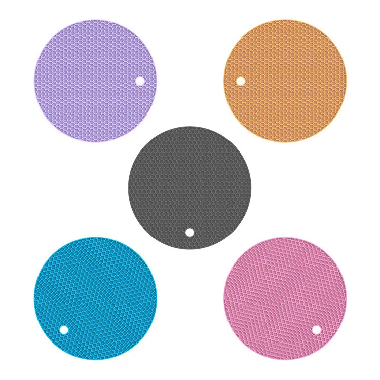 

Kitchen Utensil Heat Resistant Honeycomb Silicone Hot Pot Holder Mat Coaster Smaller Size Soft Cup Mat, Pink,blue,green,brown,grey