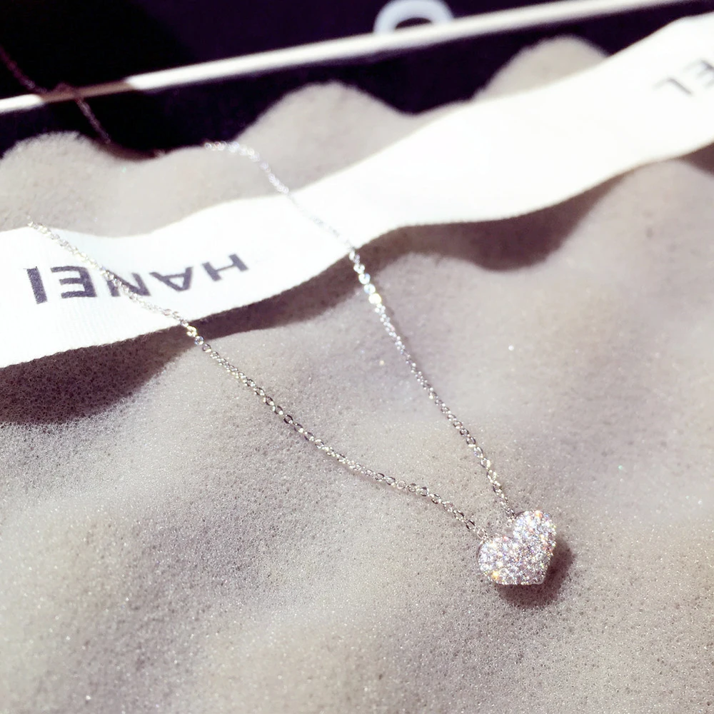 

luxury love heart shape necklace bling zircon heart choker chain necklace for wedding bridal jewelry