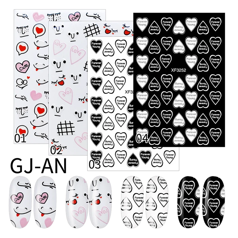 

2020 New 9 designs self-adhesive nail art stickers for Valentine's Day