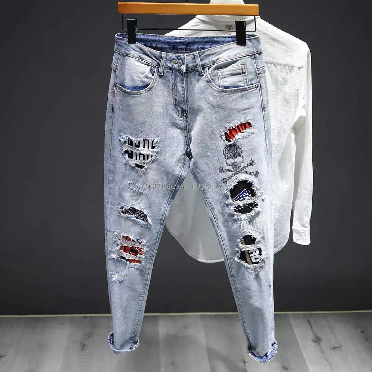 

2021 summer men's loose calf pants high elastic casual men's jeans, Customized color