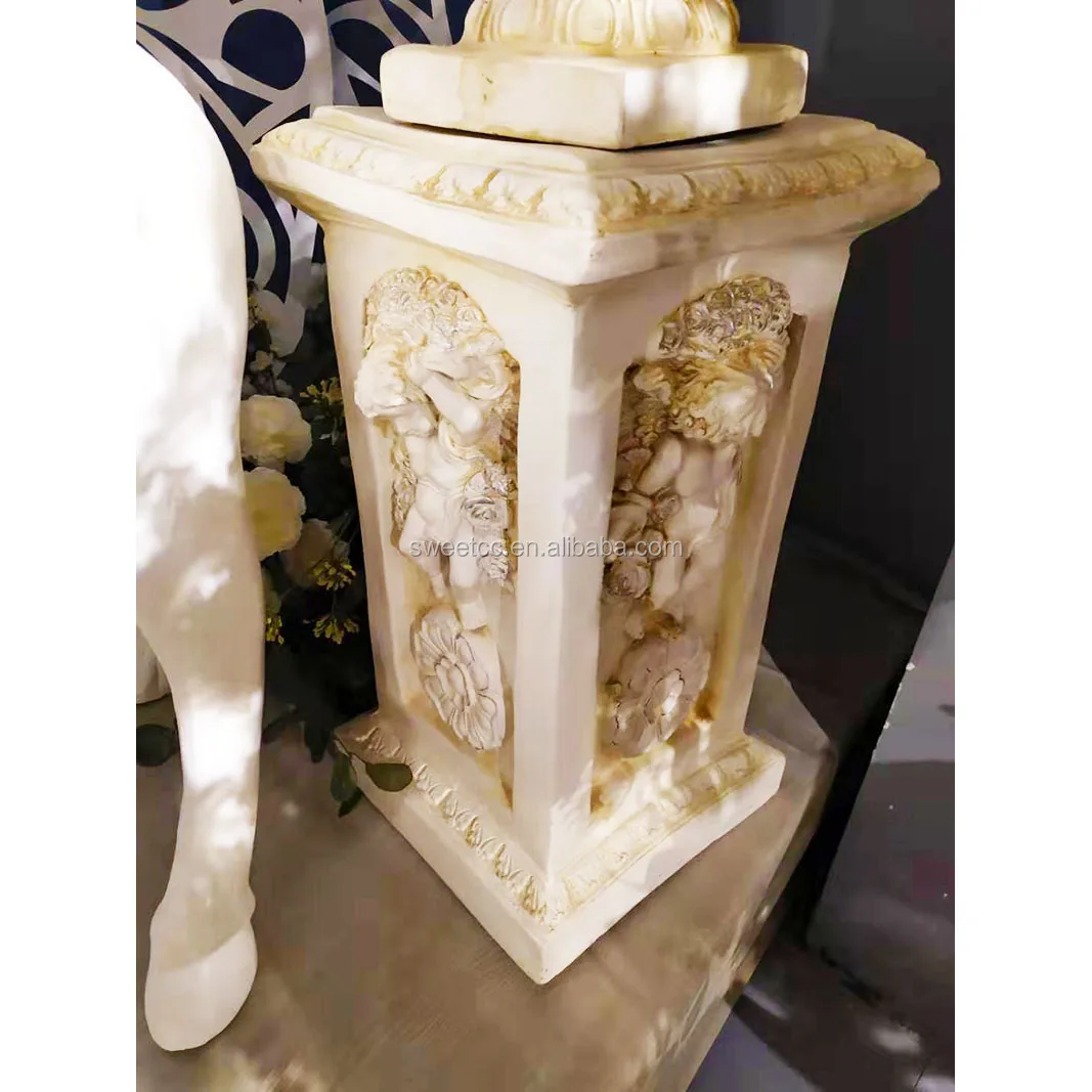 European Style Fiberglass Roman Style White Planter Wedding Flower Pillar Flower Pots For
