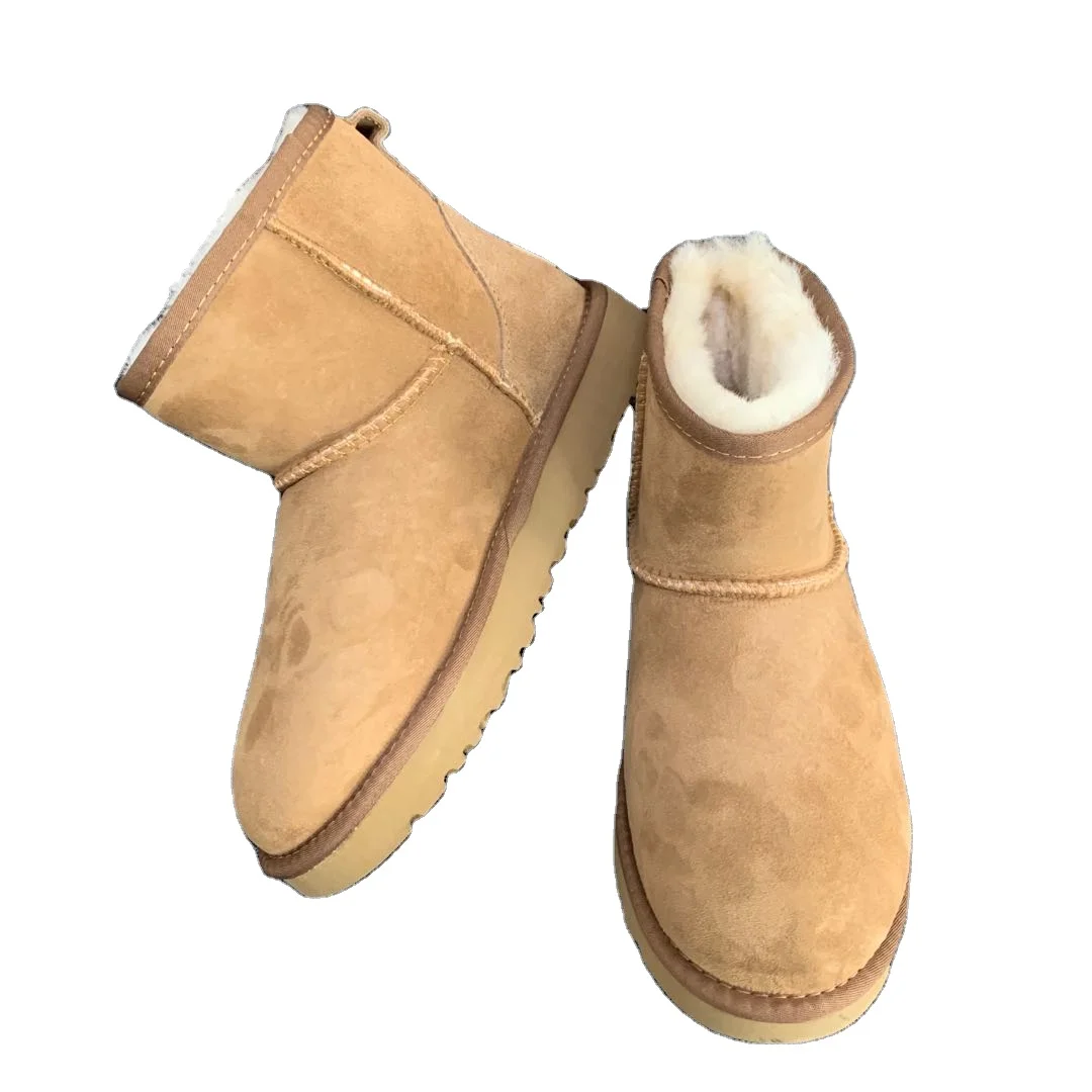 

Wholesale Classic Snow Shoes Moon Boarding Slip On Sheepskin Army Fur Fancy Ladies booty Genuine Leather Winter Women Snow Boots