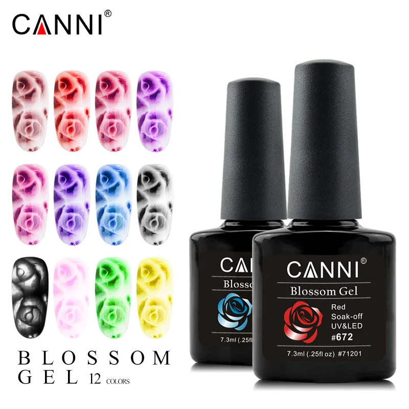 

CANNI 7.3ML Blooming Marble Liquid Gel Nail Polish Blossom Effect UV Gel Polish Snowflakes Bloom Enamel Nail Art Lacquer, 14 colors