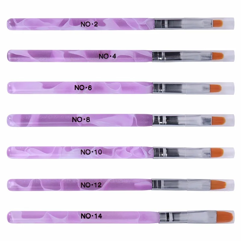 

NA024 7pcs/lot Acrylic Nail Brush UV Gel 3D Nail polish Brush Pen Nail Polish Painting Drawing Brushes Manicure Tools Set Kit