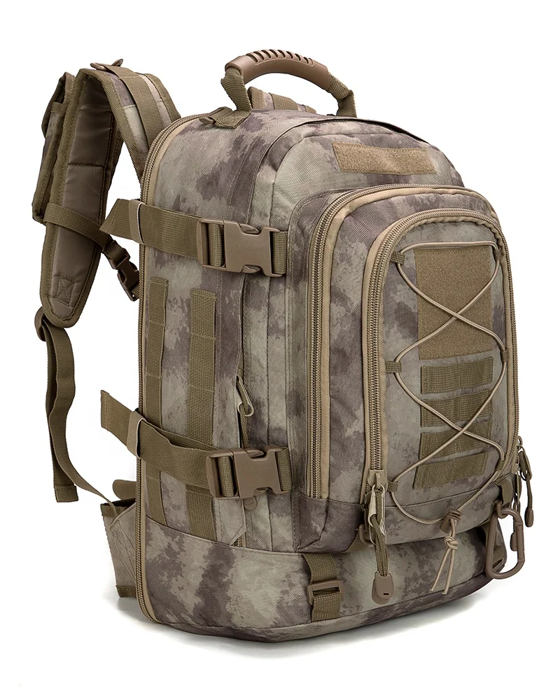 

US Local Shipping Large Capacity Custom Print Logo Mountain Sports Military Tactical Hiking Expandable Bag Hiking Backpacks, Brown atacs