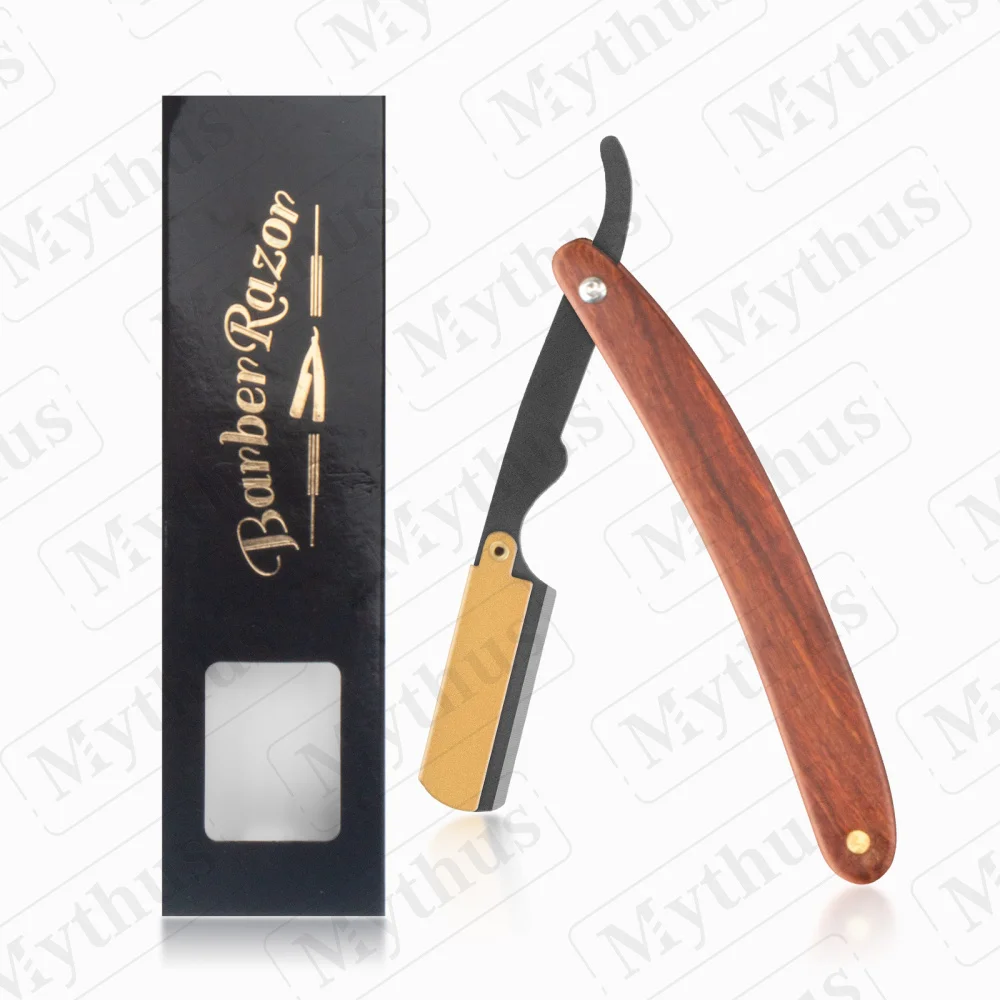 

Mythus Hairdresser Razor Manual Barber Razor Wood Handle Folding Straight Edge Shaving Knife Salon Hairdressing Blade Razor