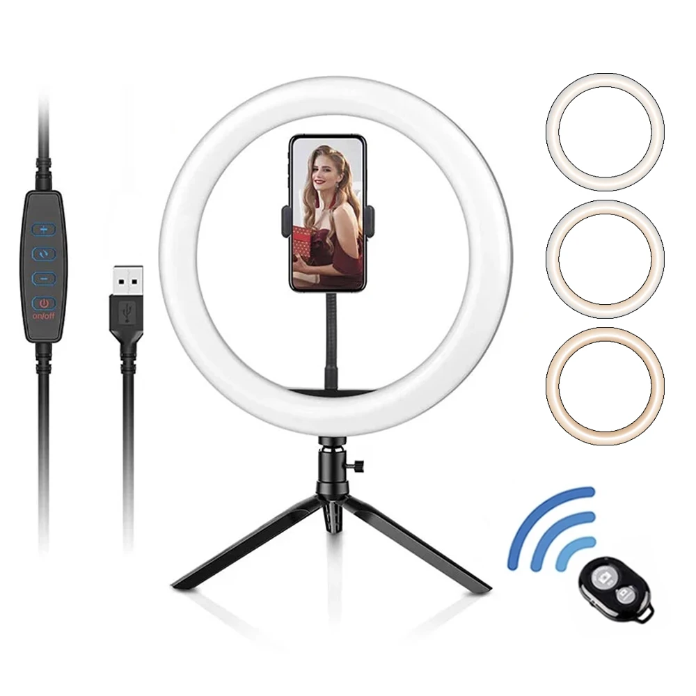 

MINI Tripod Mobile Stand Kit Live 26 cm LED Selfie Ring lamp 10" Circle Beauty Ring Fill Light for Live Broadcast