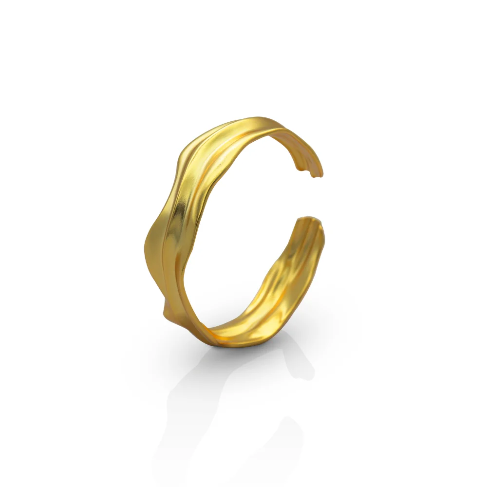 

Chris April Latest design 925 sterling silver gold plated minimalist waving cuff bangle bracelets