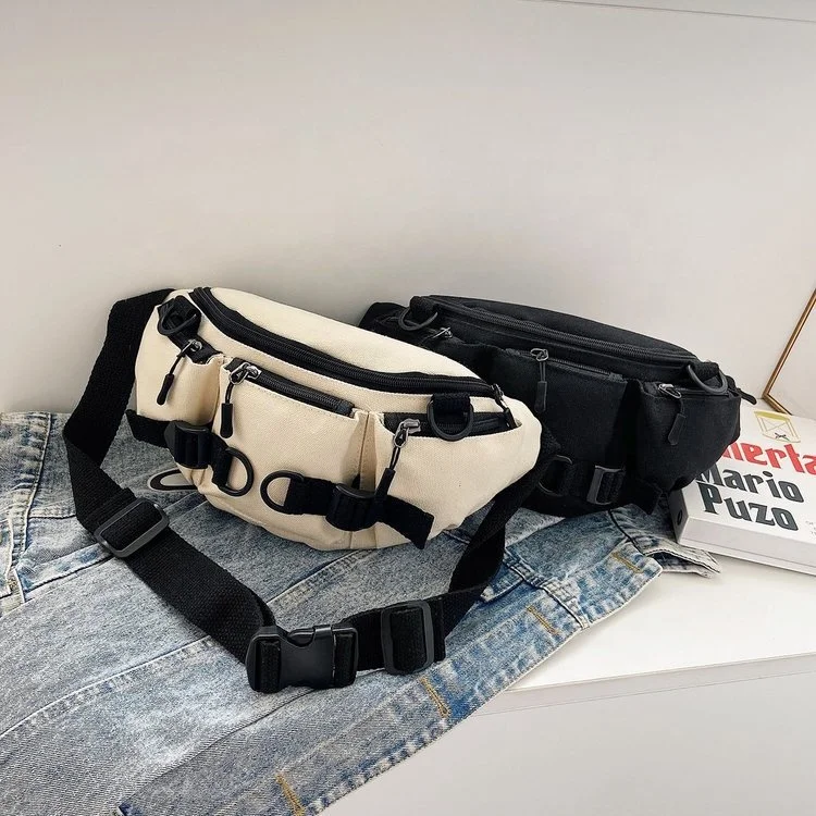

Fashion single shoulder leisure girl fanny pack canvas waist bag for women ladies