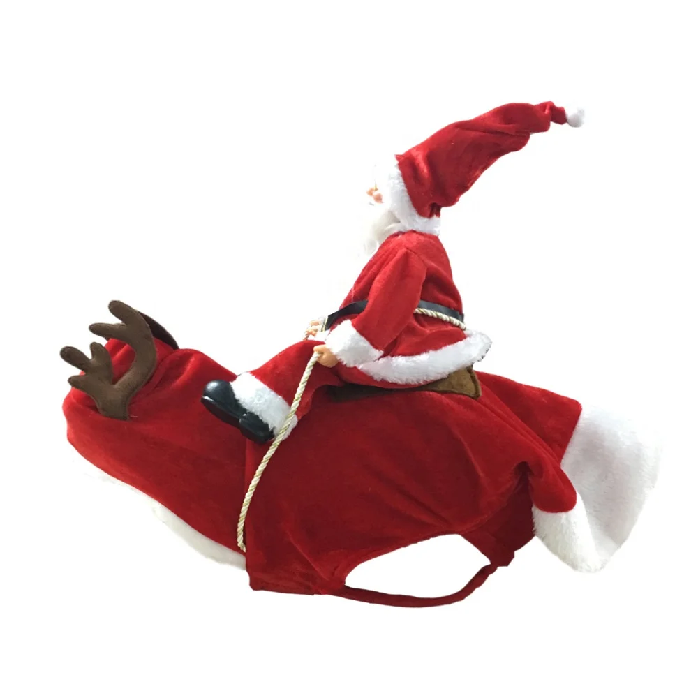 

Funny Dressing up Dog Christmas Santa Claus Costume Riding on Dog Christmas Clothes Jacket