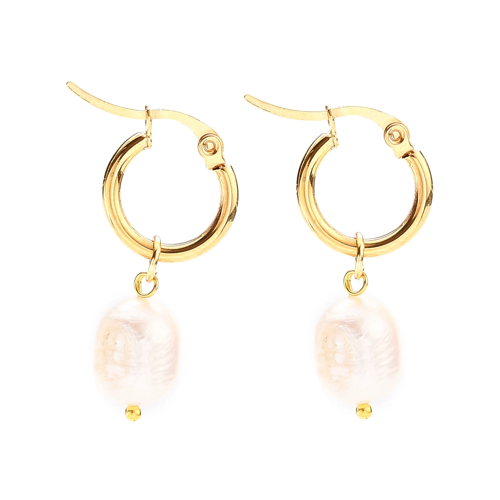 

PandaHall Rice Natral Cultured Freshwater Pearl Beads Hoop Earrings