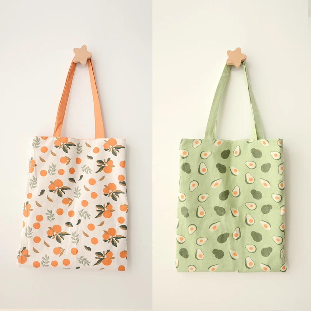 

Double Side Dual-use Handbag Cotton Linen Portable Bag School Storage Bag Girl Fabric Shopping Tote, Can be customized