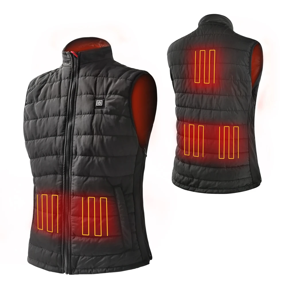 

5V USB Electric Rechargeable Far Infrared Battery Heating Fleece Padded Knit Sweater Heated Vest, Black