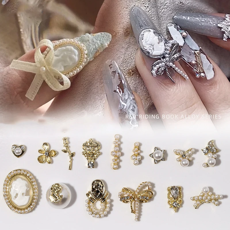 

Japanese and Korean New Jewelry Gold Color Plating Nail Art Zircon Charms 3D Metal Nail Decoration