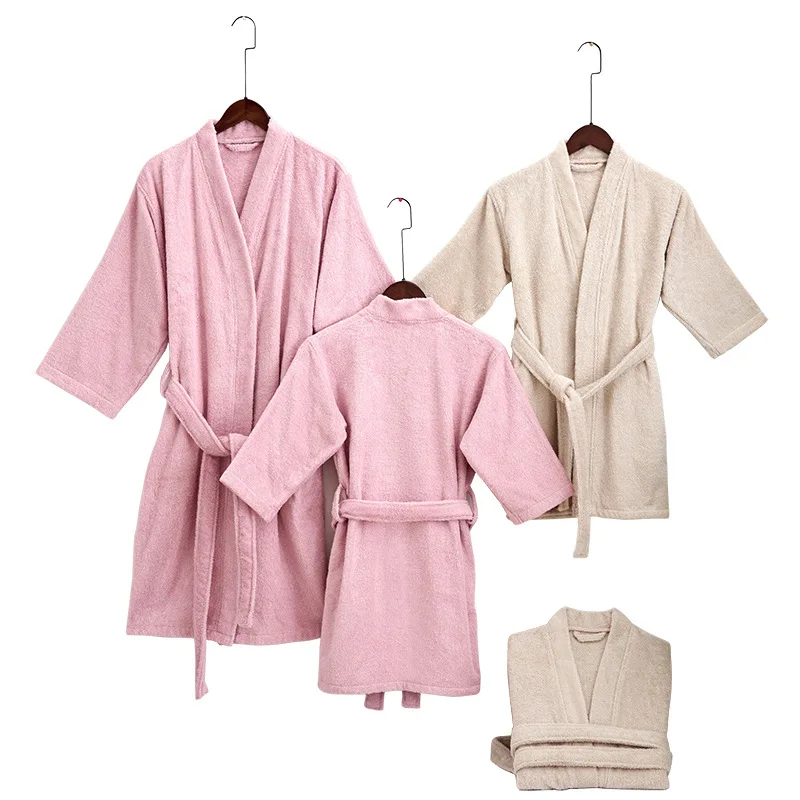 

Drop Shipping Family Series Terry Cloth Pajamas Cotton Pajamas Parent Child Hotel/Spa Pajamas- Classic Bath Robes, Pink,camel parent child pajamas