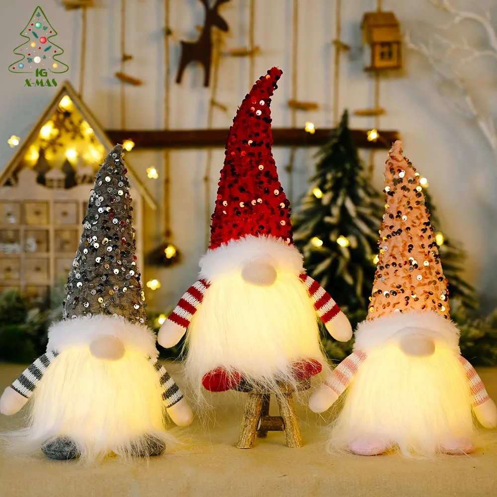 

KG Xmas Ready To Ship natal navidad Mini Faceless Gnome Christmas Tree Ornament LED Christmas Hanging Decoration For Home Decor