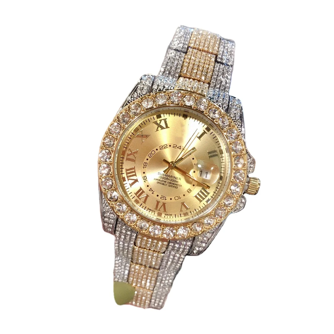 

Hip Hop Diamond Bling Iced Out Watch Men HIP HOP Quartz Gold Color Mens Watches Luxury Steel Male Clock Relogio Masculino