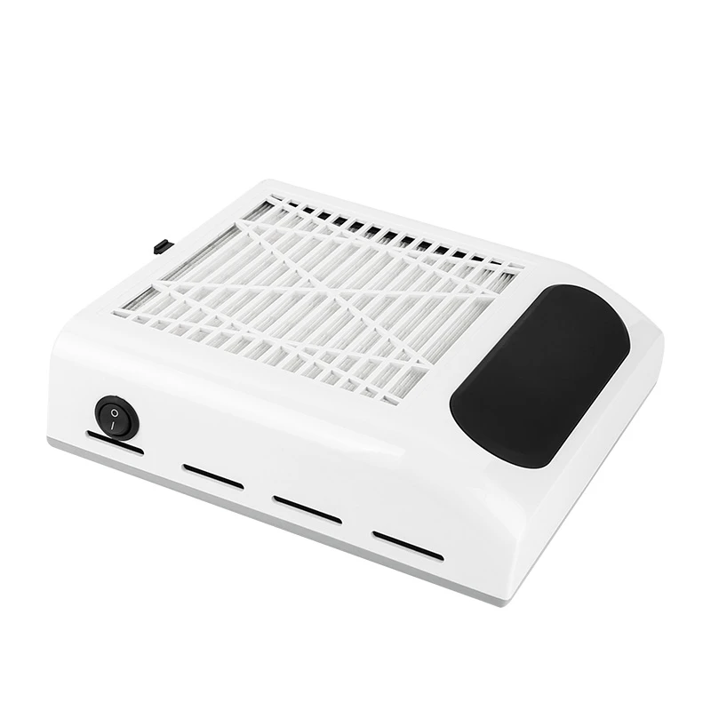 

80W Professional Nail Beauty Vacuum Cleaner Nail Dust Collector, White, pink