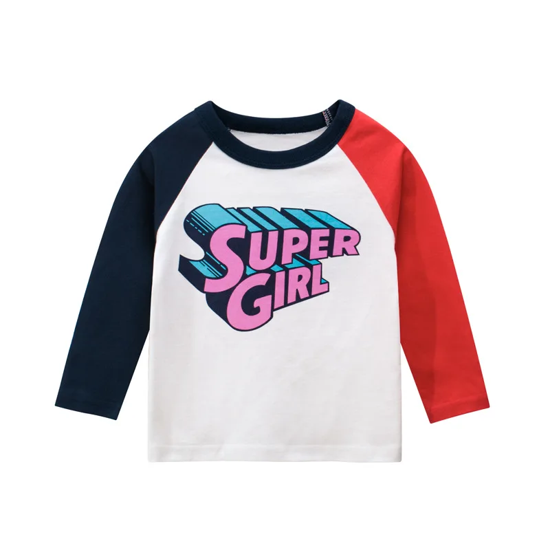 

In stock fashion new customized 3 tone color 3d print white kids cotton girls' t-shirts 2-10 year