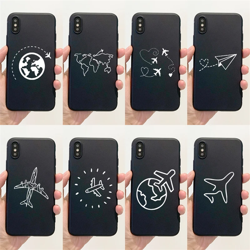 

Cartoon airplane style Phone Case for iPhone 13 12 11 Pro XR X Xs Max 8 7 Mini Frosted Silicone Cases Soft Back Cover, 13design