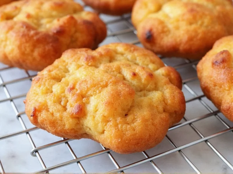 Golden homemade apple fritters on wire rack