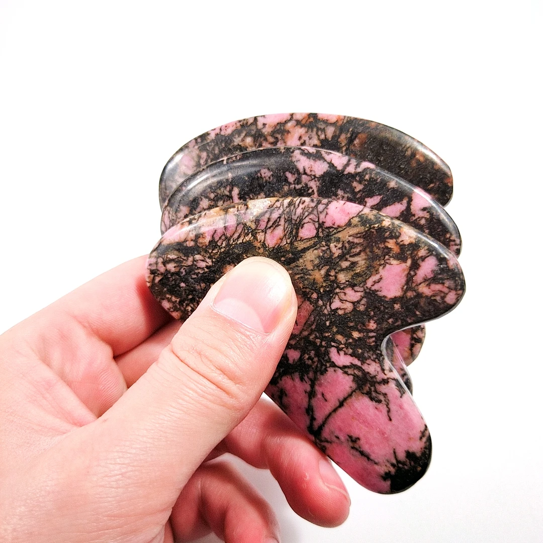 

Mass Production Natural rhodonite Jasper Facial Gua Sha Board Scraping Massage Tool heart Guastone