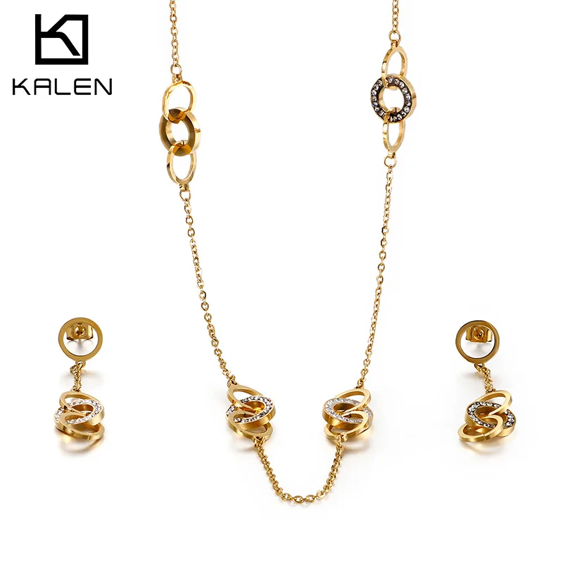 

New Fashion Zircon Pendant Necklace Wedding Jewelry Set Necklace Earrings Jewelry