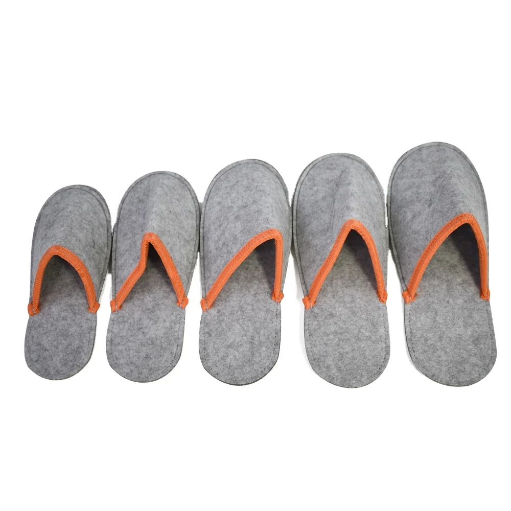 

Printing Logo Promotional Special Slippers wholesale printed for women Close Toe hotel felt slipper, Grey