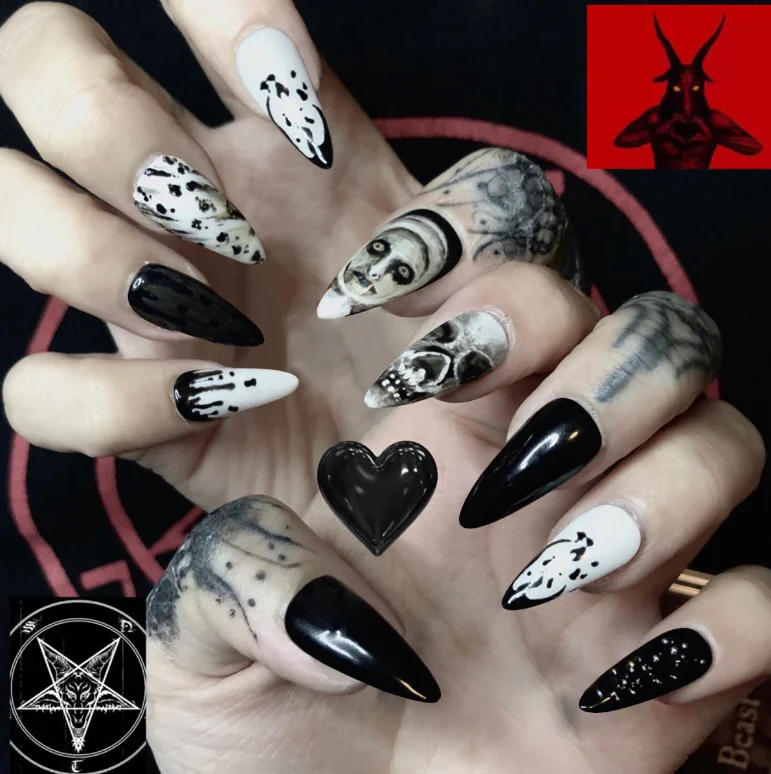

press on nails adhesiv Skeleton stiletto press on nails