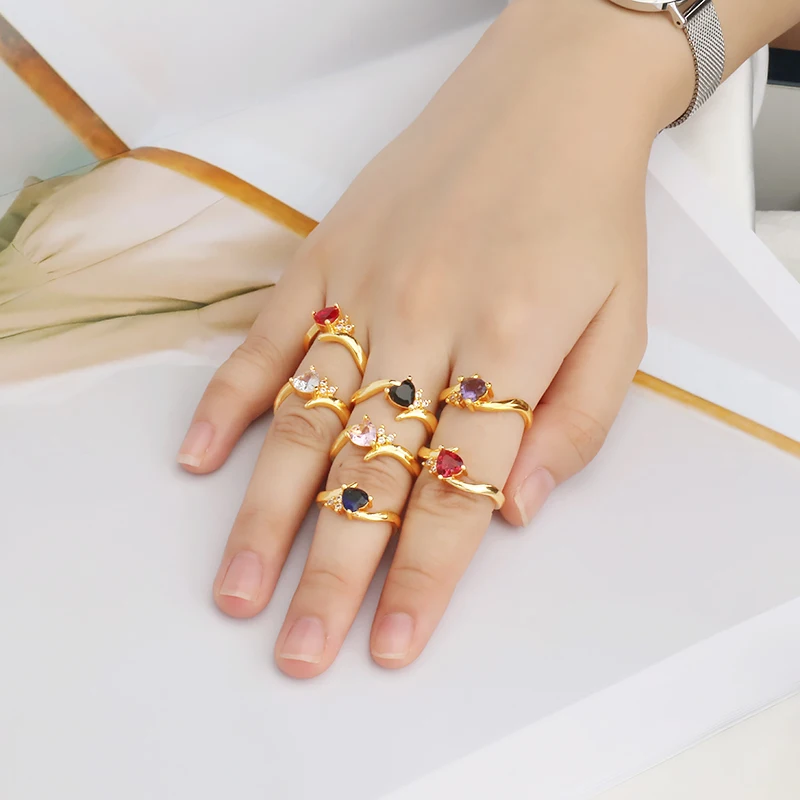 

Popular Design beautiful Women Jewelry dubai 24K Gold Plated Gold Zircon Weeding Ring