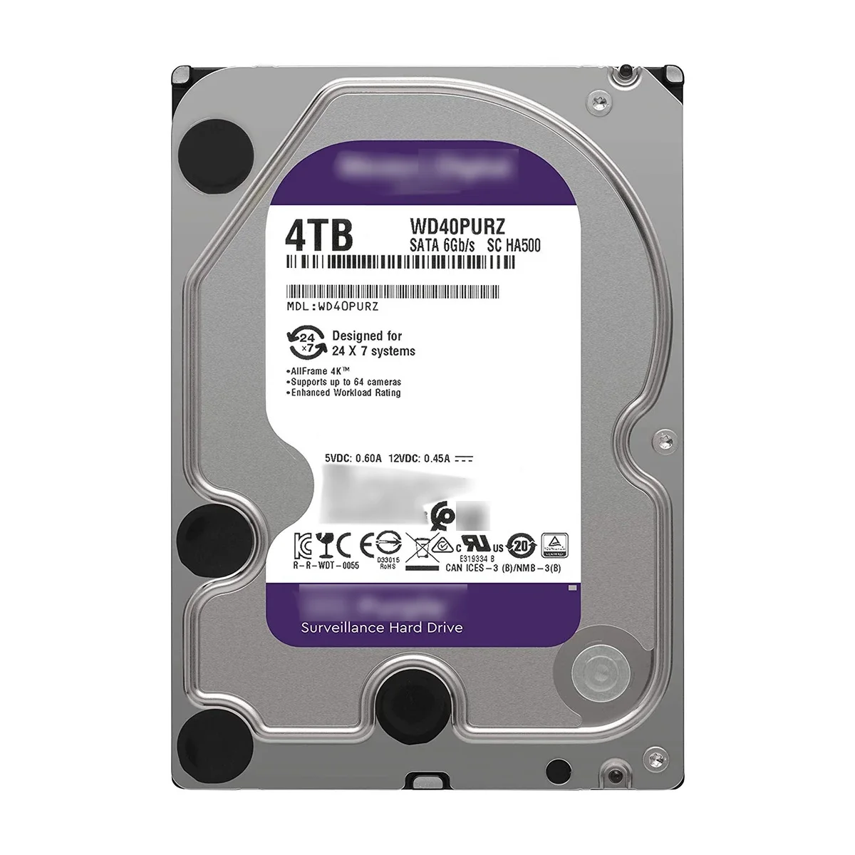 

Original WD40PURZ HDD hard disk drive 4TB WD40PURX Surveillance Class purple HDD special for security CCTV DVR NVR in stock