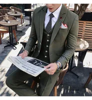 

Latest Korean Style Suits for Men Coat Design Green Tuxedo Slim Fit Men Suits with Pants Costume Homme