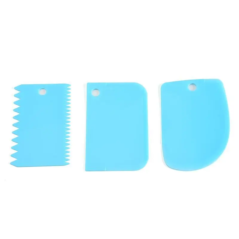 

Hot Sales 3 pcs Cake Cream Smoother Scraper Set Comb Craft Baking Tool Plastic Set, Customized color