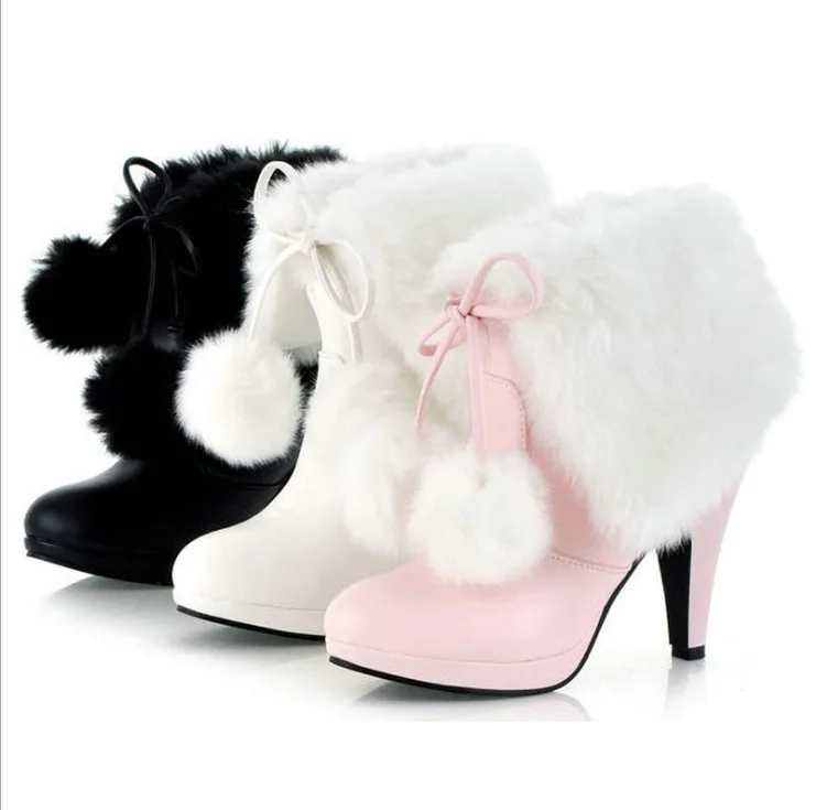 

Beautiful pu Fur And ball Wholesale Lady Boots