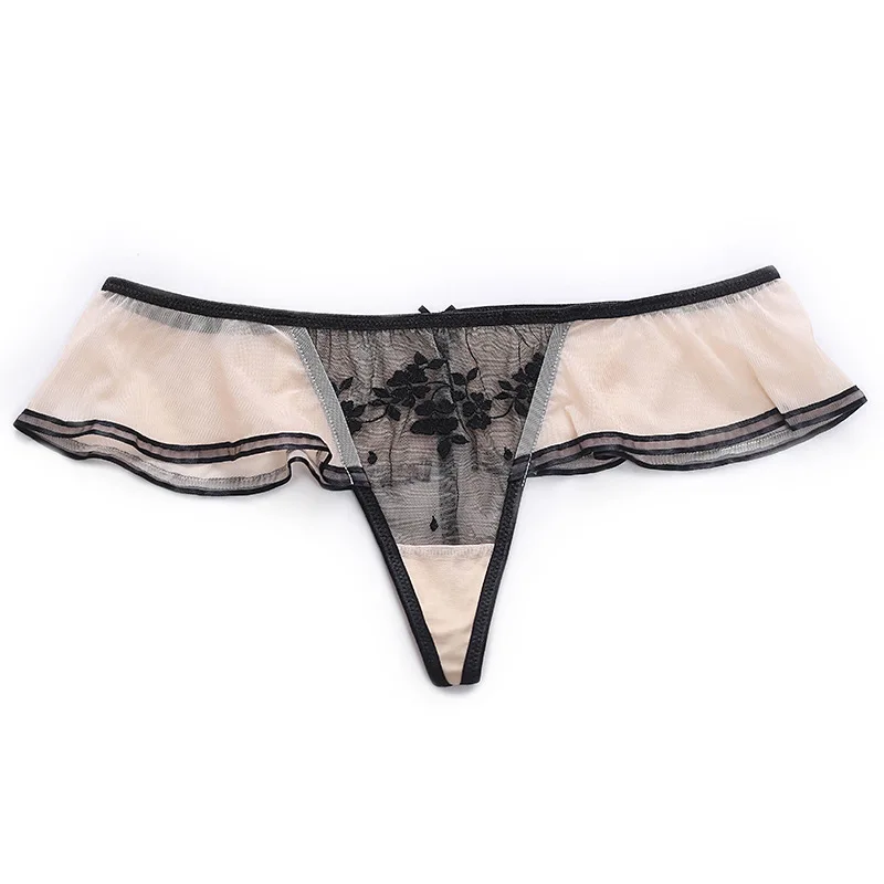 

UNICE wholesale in stock soft lace ruffles sexy thong panties nightwear sexy lingerie underwear g-string for women thongs, 4 colors in stock