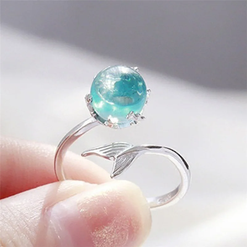 

2020 new fashion valentines day gifts fish tail shaped Mermaid ball women ring jewelry, Picture