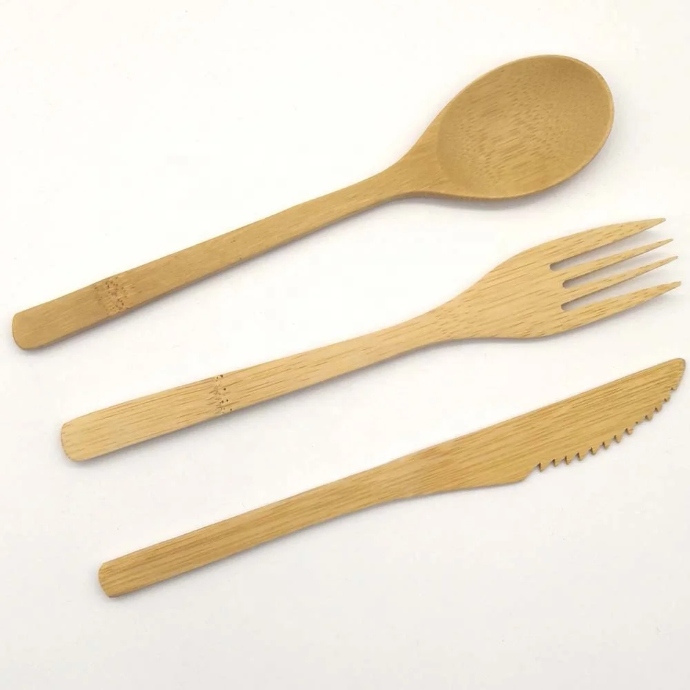 

Custom Logo Disposable Bamboo Kitchenware Cutlery Set - Forks, Spoons,Knives - Eco-Friendly bamboo Utensils, Natural