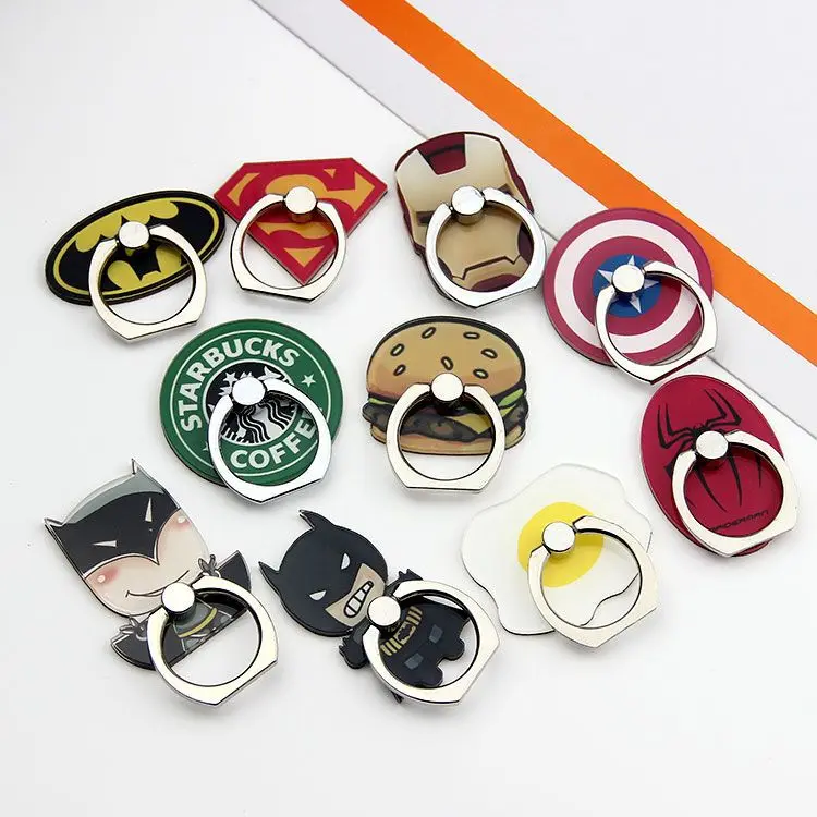 

Custom Phone Finger Grip Lazy Holder Cartoon Bat man Iron Man Spiderman Custom Telephone Handset Holder Stand for Iphone 11 Ipad