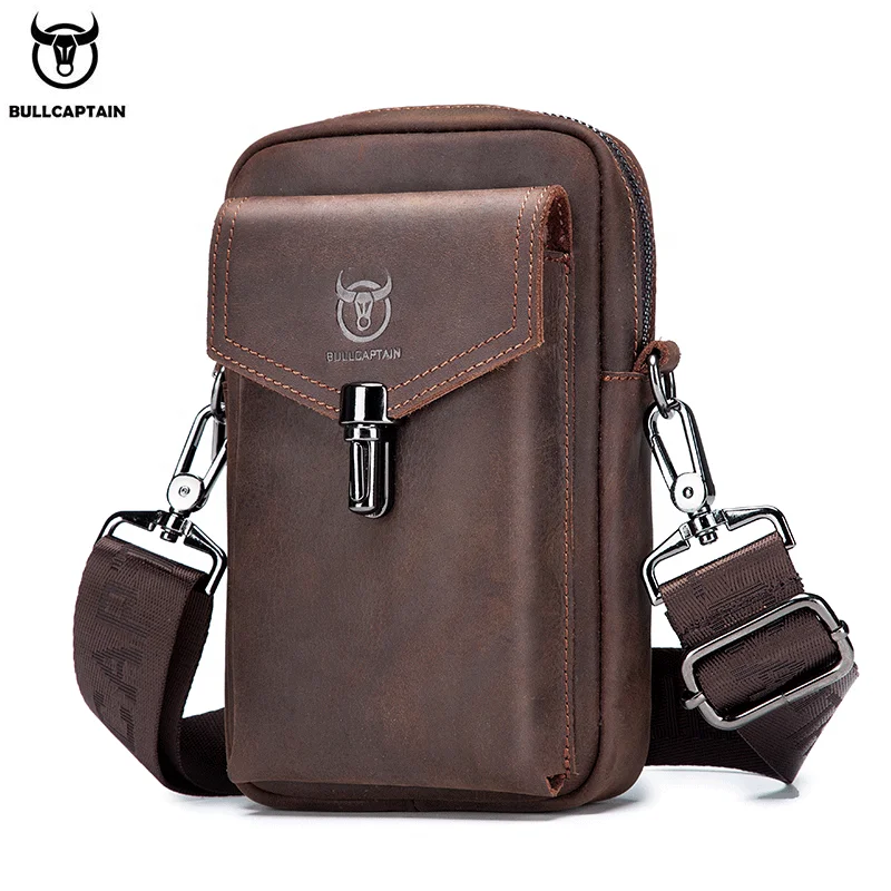 

BULLCAPTAIN leather men's mobile phone belt cover belt waist bag travel messenger bag messenger bag with clip + keychain