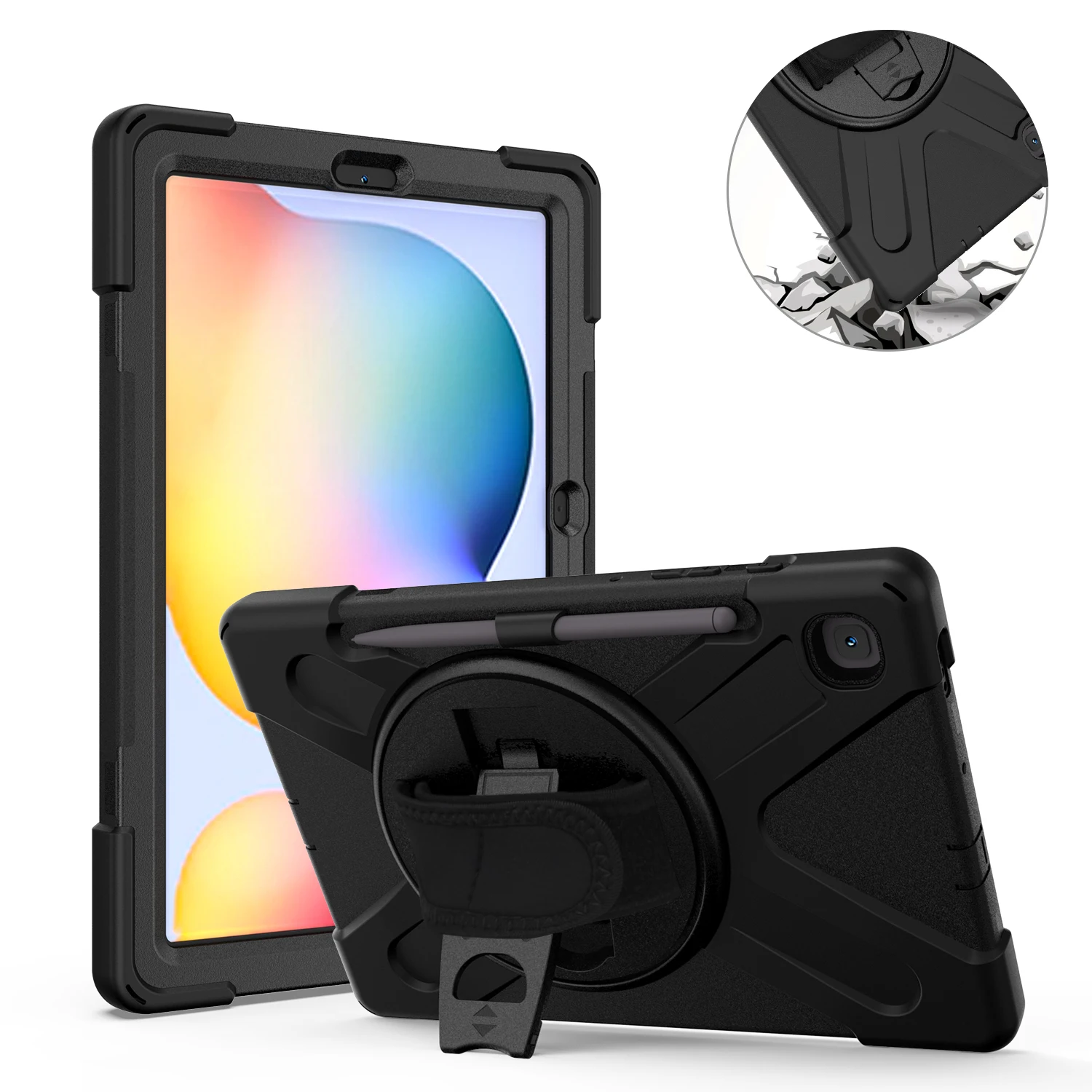 

Heavy Duty Tablet Case For Samsung Galaxy Tab S6 Lite 10.4 Inch P610/P615 With Hand Shoulder+Shoulder Strap+Pencil Holder