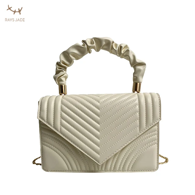 

Custom vegan leather women designer quilted crossbody bag ladies pu handbags Ruffles handle flap purse, Customizable