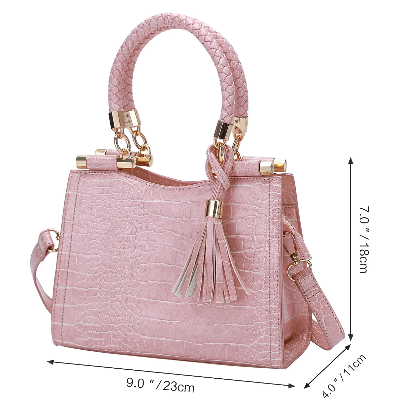 

AIZHU ODM Top Sale High Quality PU Leather Handbag straps Tassel Top Handle Women 2021 leather bags women handbags For Ladies