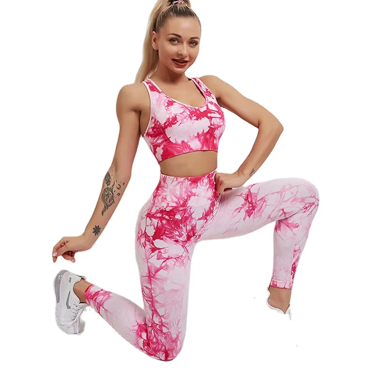 

Sports Gym Fitness Yoga Wear Tie Dye Yoga Set 2 Piece Sports Bra And Shorts Suit Women Active Women Yoga Fitness