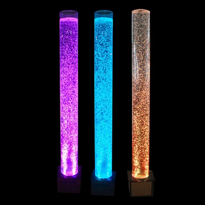 

wedding decor remote control color changing led lighted wedding water bubble columns, 16 colors changing