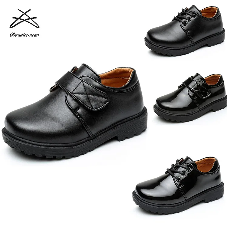 

Wholesale Kids Boys Casual Party Performance Student Black PU Leather Children White School Shoes, 5 designs