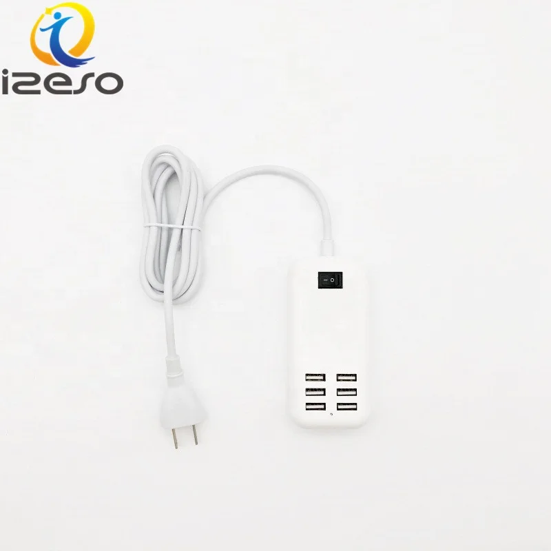 

Universal Wall Quick Charging Adapter EU US Plug Multi-port Wall Charger 6 USB Port 5V/3A USB Charger for Tablet, White